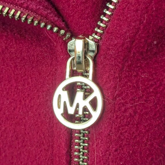 Michael Kors Women's Asymmetrical Belted Wool Blend 3/4 Coat Size PL Red - Picture 4 of 12